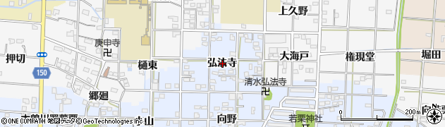 愛知県一宮市大毛弘法寺周辺の地図