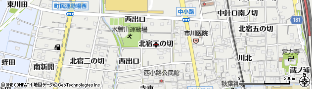 愛知県一宮市木曽川町黒田（北宿三の切）周辺の地図