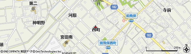 愛知県江南市前飛保町西町周辺の地図
