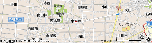 愛知県一宮市浅井町尾関東本郷周辺の地図