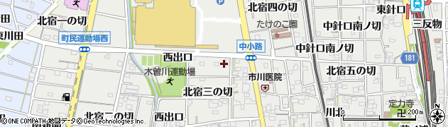 愛知県一宮市木曽川町黒田中出口周辺の地図