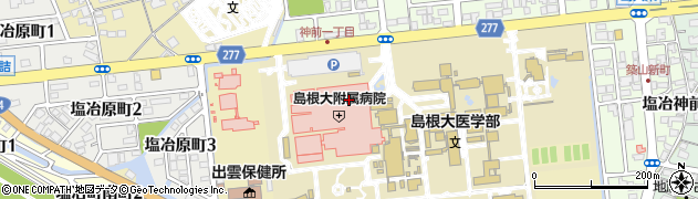島根大学医学部　事務局学務課学生周辺の地図