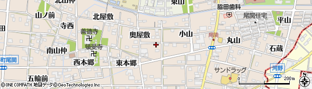 愛知県一宮市浅井町尾関奥屋敷52周辺の地図