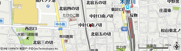 愛知県一宮市木曽川町黒田中針口南ノ切周辺の地図