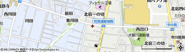 愛知県一宮市木曽川町黒田（北新開）周辺の地図