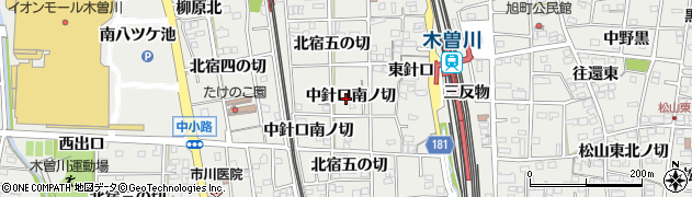 愛知県一宮市木曽川町黒田中針口南ノ切18周辺の地図