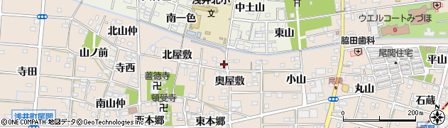 愛知県一宮市浅井町尾関奥屋敷21周辺の地図