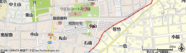 愛知県一宮市浅井町尾関平山周辺の地図