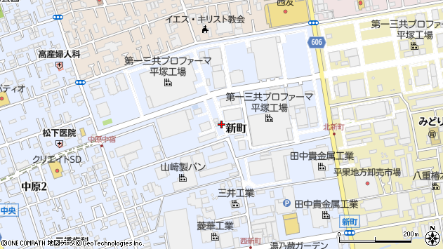 〒254-0076 神奈川県平塚市新町の地図
