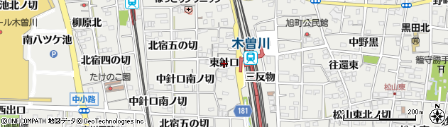 愛知県一宮市木曽川町黒田（東針口）周辺の地図