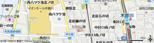 愛知県一宮市木曽川町黒田（北宿四の切）周辺の地図