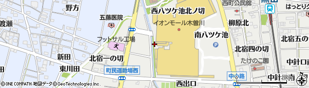 愛知県一宮市木曽川町黒田（西八ツケ池南ノ切）周辺の地図