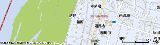 愛知県一宮市木曽川町里小牧（笹原）周辺の地図