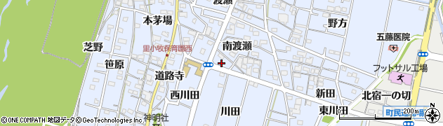 愛知県一宮市木曽川町里小牧（西川田）周辺の地図