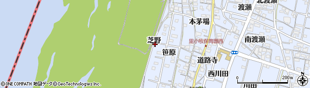 愛知県一宮市木曽川町里小牧（芝野）周辺の地図