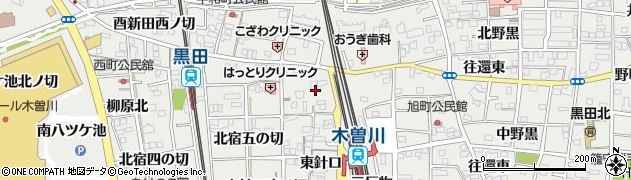 愛知県一宮市木曽川町黒田（往還南）周辺の地図