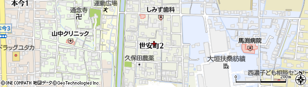 岐阜県大垣市世安町周辺の地図