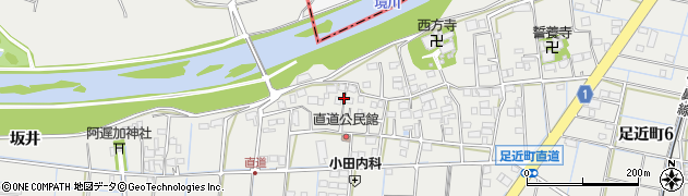 岐阜県羽島市足近町（直道）周辺の地図
