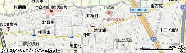 愛知県一宮市木曽川町黒田（山）周辺の地図