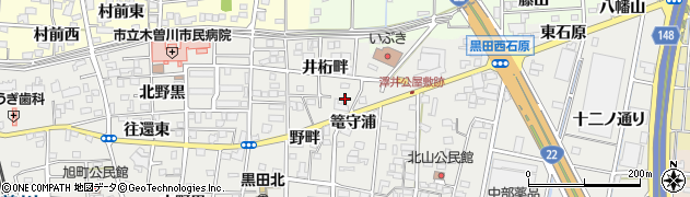 愛知県一宮市木曽川町黒田井桁畔201周辺の地図