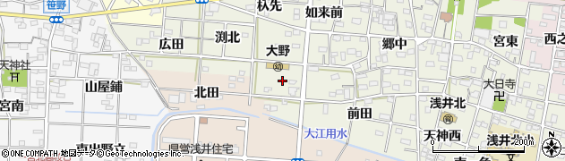 愛知県一宮市浅井町大野（郷西）周辺の地図