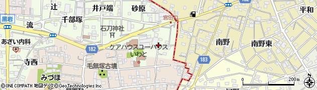 愛知県一宮市浅井町黒岩（宮東）周辺の地図