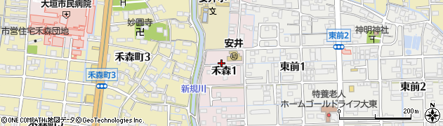 岐阜県大垣市禾森周辺の地図