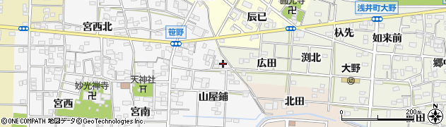 愛知県一宮市笹野宮北田91周辺の地図