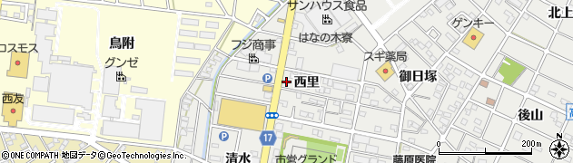 愛知県江南市高屋町西里122周辺の地図
