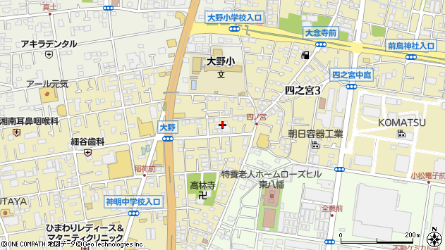 〒254-0014 神奈川県平塚市四之宮の地図