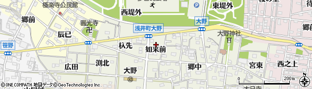 愛知県一宮市浅井町大野如来前周辺の地図