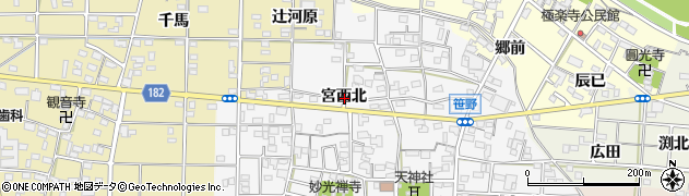 愛知県一宮市笹野宮西北周辺の地図