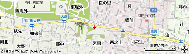 愛知県一宮市浅井町河田西山周辺の地図