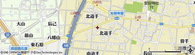 愛知県一宮市光明寺北道手257周辺の地図