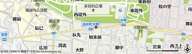 愛知県一宮市浅井町大野（如来裏）周辺の地図