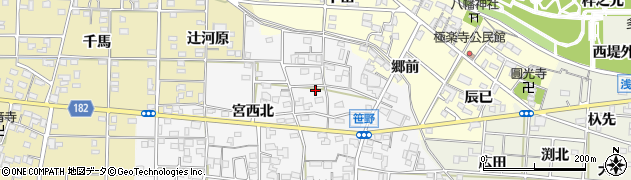 愛知県一宮市笹野宮北田35周辺の地図