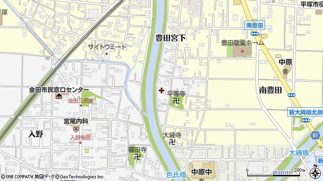 〒254-0086 神奈川県平塚市豊田平等寺の地図