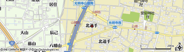 愛知県一宮市光明寺北道手周辺の地図