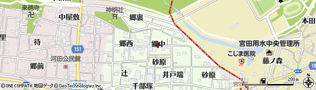 愛知県一宮市浅井町黒岩（郷中）周辺の地図