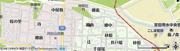 愛知県一宮市浅井町黒岩郷西周辺の地図