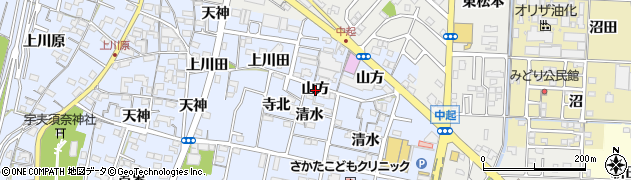 愛知県一宮市木曽川町里小牧（山方）周辺の地図