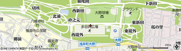愛知県一宮市浅井町大野（長ノ割）周辺の地図