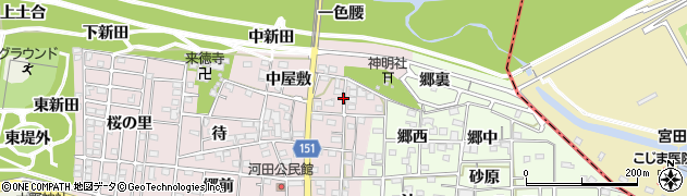 愛知県一宮市浅井町河田（宮前）周辺の地図
