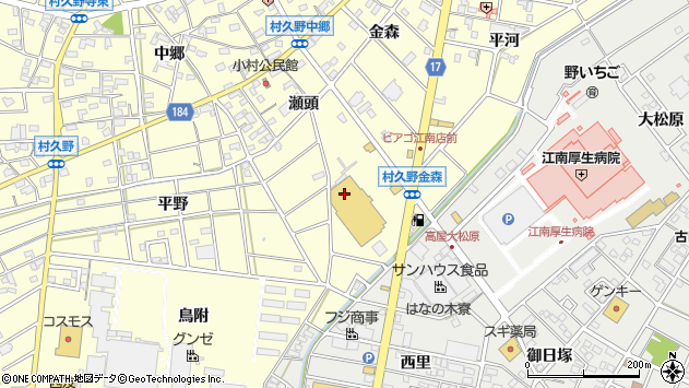 〒483-8321 愛知県江南市村久野町瀬頭の地図