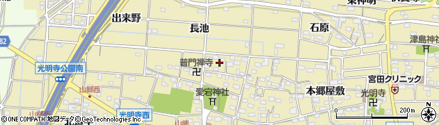 愛知県一宮市光明寺山屋敷86周辺の地図
