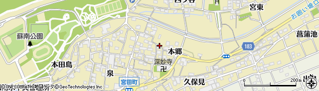 愛知県江南市宮田町（本郷）周辺の地図