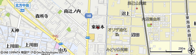 愛知県一宮市北方町中島（東松本）周辺の地図