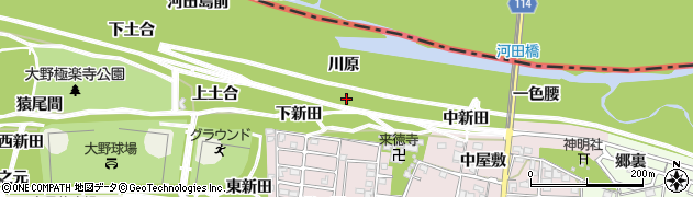 愛知県一宮市浅井町河田（川原）周辺の地図