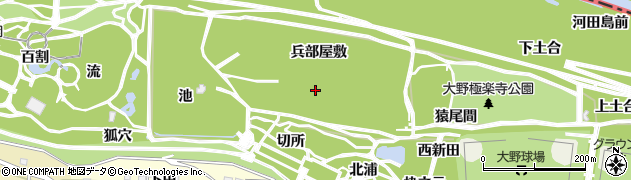 愛知県一宮市浅井町極楽寺（兵部屋敷）周辺の地図