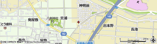 愛知県一宮市光明寺神明前40周辺の地図